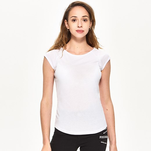 Sinsay - Gładki t-shirt basic - Biały Sinsay bialy XL 