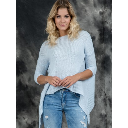 Sweter ONA fashion z przedłużanymi bokami niebieski Yups rozowy XL wyprzedaż  