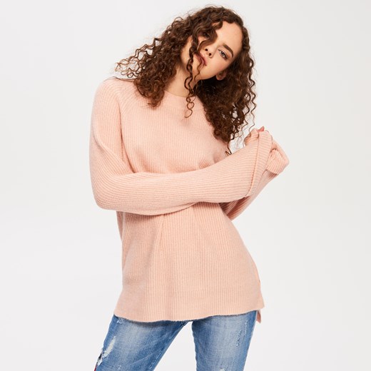 Sinsay - Sweter z rozszerzanym rękawem - Różowy