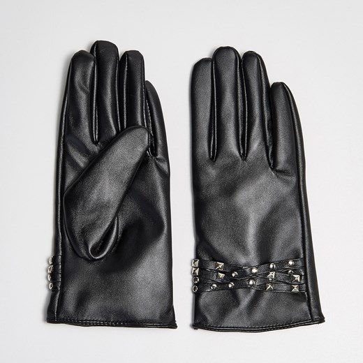 Sinsay - Rękawiczki z eko skóry z ćwiekami - Czarny