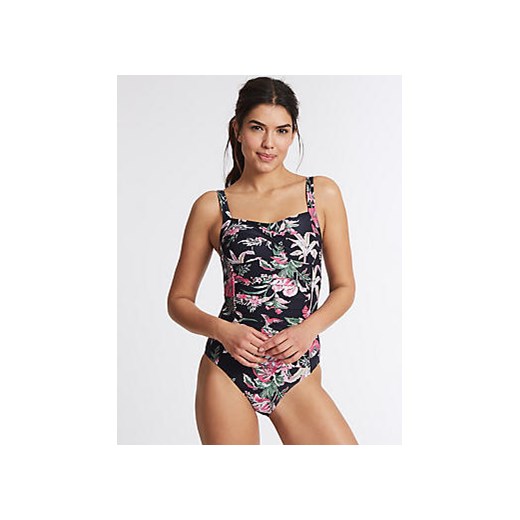 Secret Slimming™ Floral Print Swimsuit  Marks & Spencer brazowy  Marks&Spencer