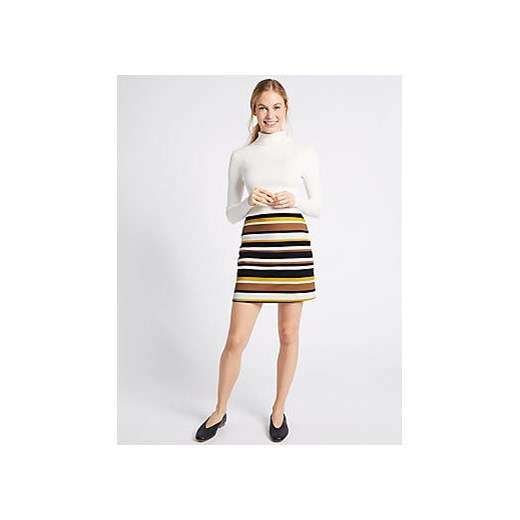 Striped A-Line Mini Skirt  Marks & Spencer bezowy  Marks&Spencer