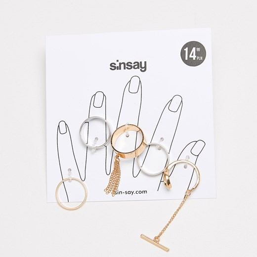 Sinsay - Zestaw pierścionków - Wielobarwn Sinsay bialy One Size 