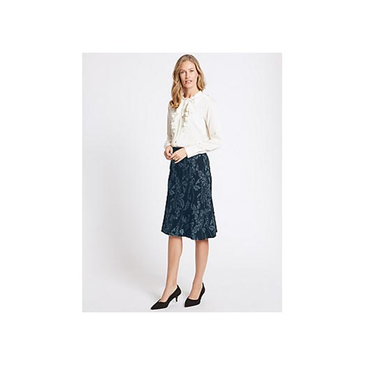 Jacquard Print A-Line Midi Skirt  bezowy Marks & Spencer  Marks&Spencer
