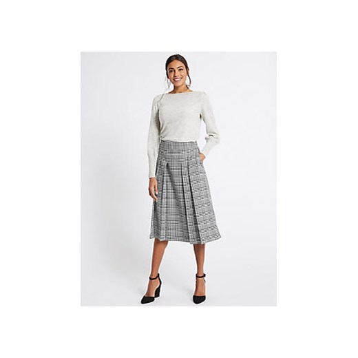 Pleated Check A-Line Midi Skirt  Marks & Spencer   Marks&Spencer