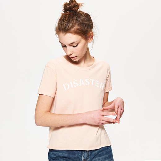 Cropp - Koszulka z nadrukiem - Różowy  Cropp L 