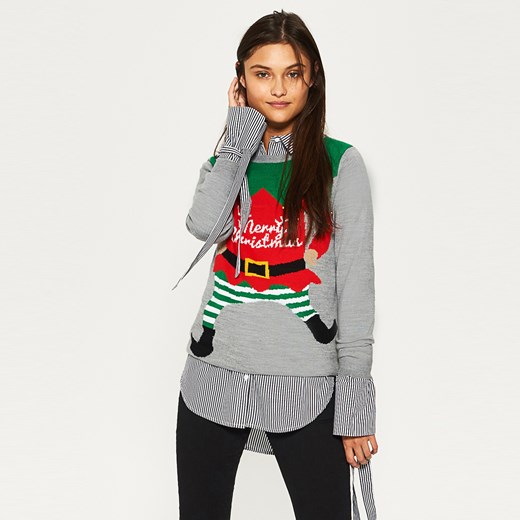 House - Świąteczny sweter elf - Szary