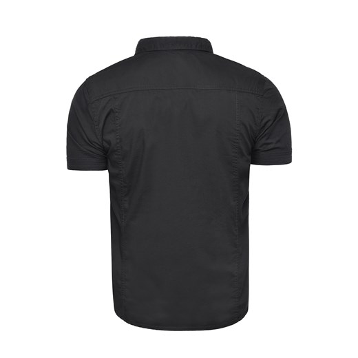 Wyprzedaż koszula męska z krótkim rąkawem 1161 - czarna Risardi szary XL 