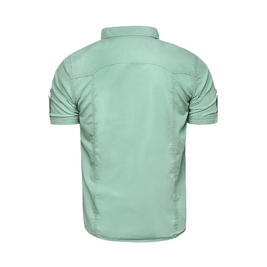 Wyprzedaż koszula męska z krótkim rąkawem 1161 - zielona mietowy Risardi XL 