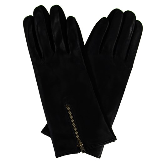 skórzane rękawiczki w kolorze czarnym z ozdobnym suwakiem