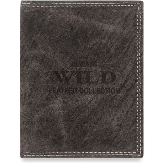 Praktyczny portfel męski always wild postarzana skóra naturalna – szary Always Wild szary  world-style.pl