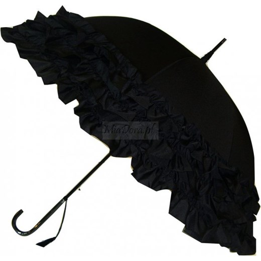 Trzy falbany czarny parasol Boutique Frill Soake czarny  Parasole MiaDora.pl