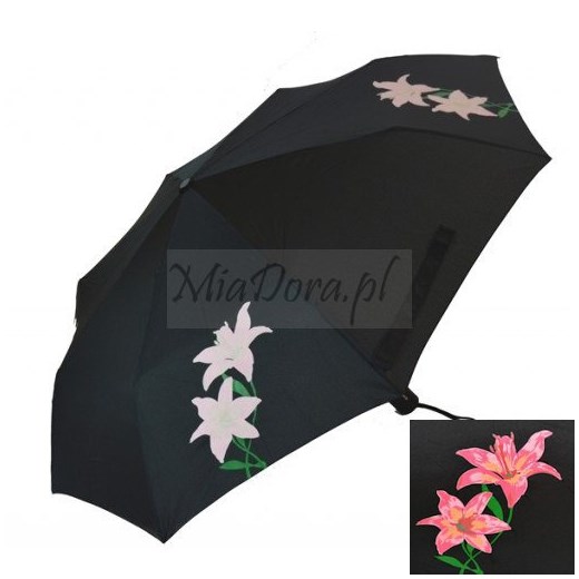 Lilie - parasolka składana zmieniająca kolor Soake czarny  Parasole MiaDora.pl
