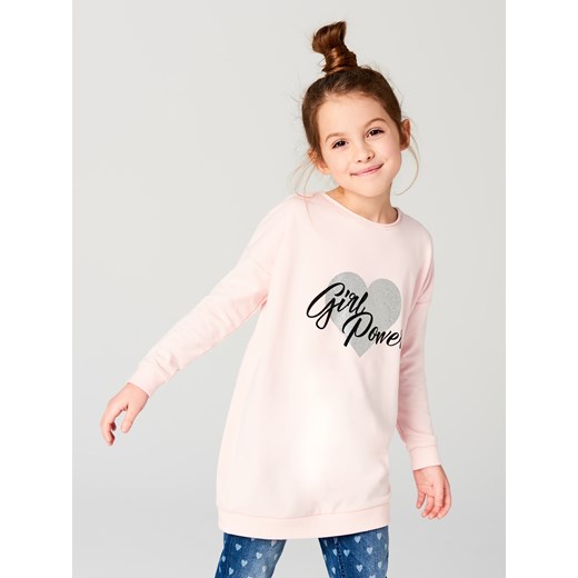 Mohito - Dziiewczęca bluza ze ściągaczem little princess - Różowy bezowy Mohito 140 