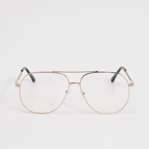 Sinsay - Okulary awiatorki - Beżowy szary Sinsay One Size 