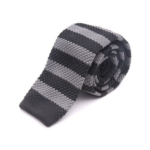 Krawat knit w czarno - szare paski Alties   Recenogi.pl