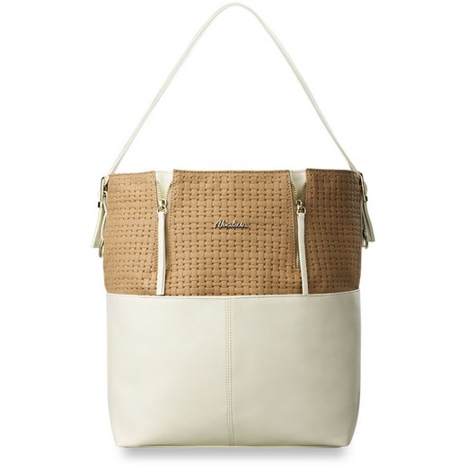 Modna torba torebka damska pleciona shopper bag - beżowy