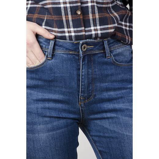 Spodnie jeansowe skinny jeans z delikatnymi przetarciami  granatowy XS olika.com.pl