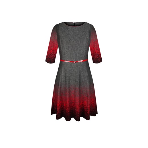 Jesienna sukienka z czerwonym akcentem   48 Polski Look