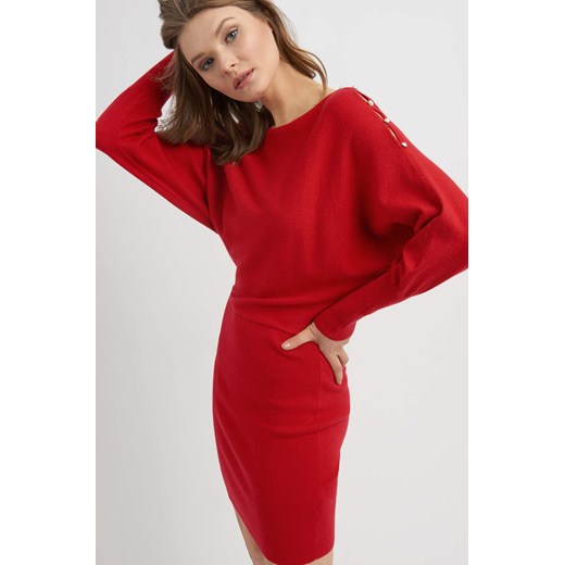 Sukienka swetrowa z rozcięciami na rękawach czerwony ORSAY S orsay.com