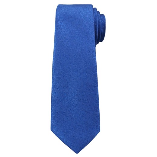 Niebieski Krawat z Orientalną Fakturą - 6 cm - Angelo di Monti KRADM1364  Angelo Di Monti  JegoSzafa.pl