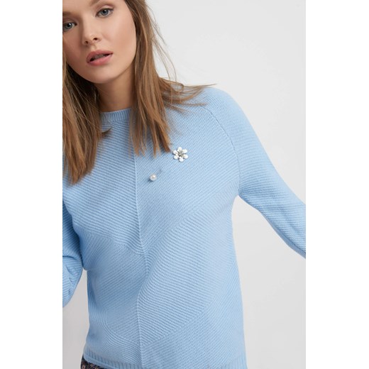 Sweter z broszką ORSAY niebieski L orsay.com
