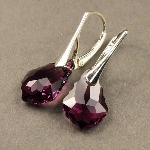 Kolczyki Swarovski Elements baroque amethyst 16 