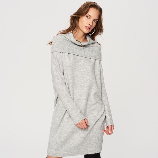 Reserved - Długi sweter z golfem - Jasny szar szary Reserved M  okazyjna cena 