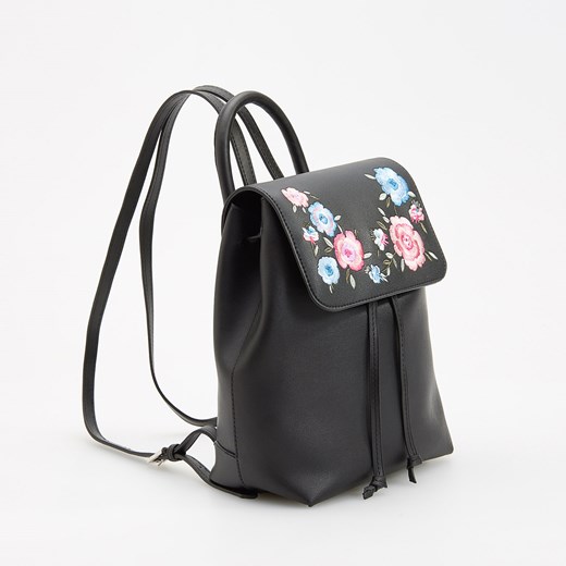 Reserved - Plecak w kwiaty - Czarny Reserved bialy One Size 