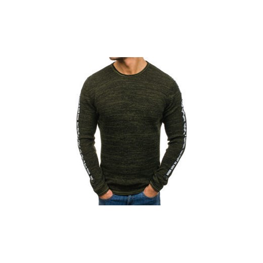 Długi sweter męski we wzory zielony Denley 9042 Denley.pl  XL Denley promocja 