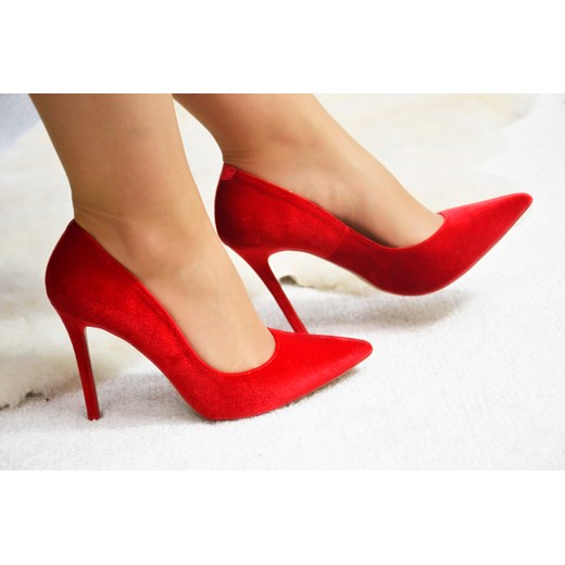 Szpilki welurowe red Vivian Dolce Moda