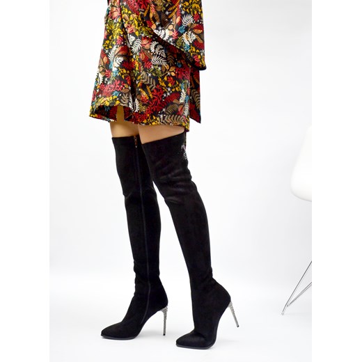 Kozaki na szpilce Diamentico czarny Dolce Moda bialy