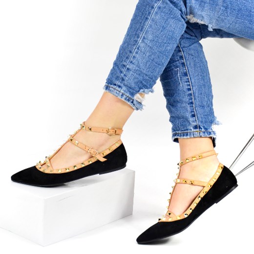 Baleriny z ćwiekami Valentino niebieski Dolce Moda