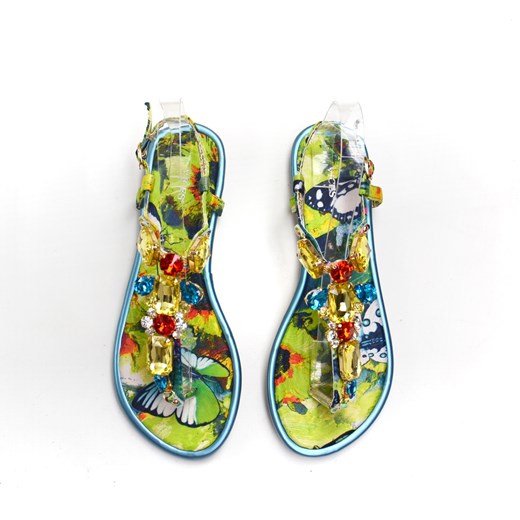 Sandałki z kamieniami Ricotta niebieski Dolce Moda szary  