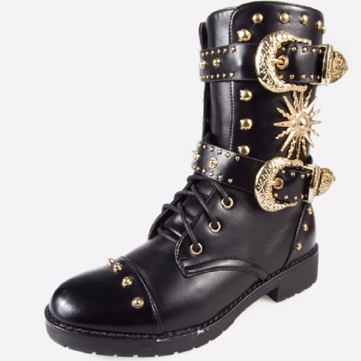 Botki z klamrami Bianco czarny Dolce Moda szary promocja