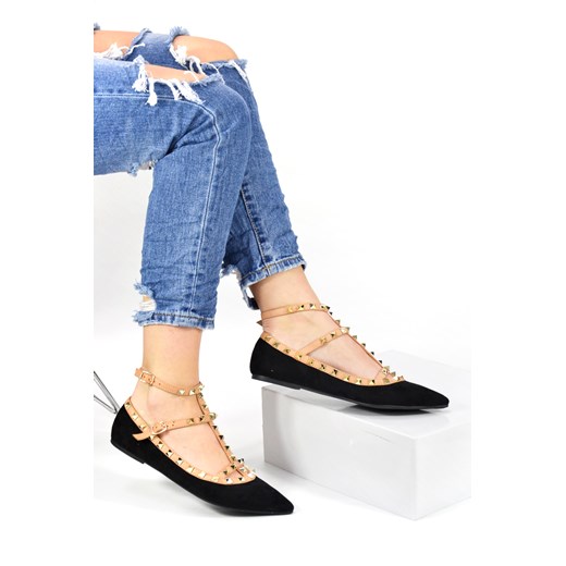 Baleriny z ćwiekami Valentino Dolce Moda niebieski