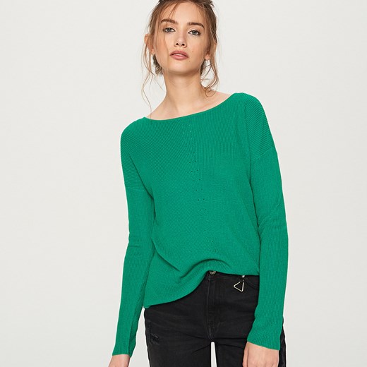 Reserved - Sweter z lekkiej dzianiny - Zielony  Reserved L 