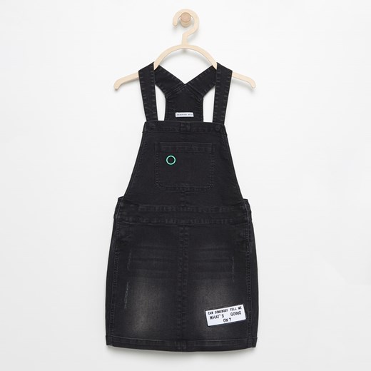 Reserved - Jeansowa spódnica na szelkach - Czarny Reserved czarny 152 