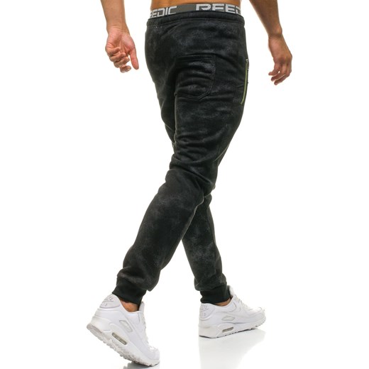 Spodnie męskie dresowe joggery czarne Denley W1552 Denley.pl  L Denley okazyjna cena 