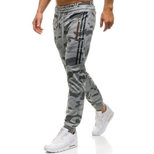 Spodnie męskie dresowe joggery szare Denley W1601  Denley.pl M Denley promocyjna cena 