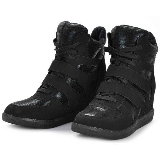 Trampki na koturnie Sneakersy CZARNE /D8-3 1284 S324/ Pantofelek24 czarny 40 pantofelek24.pl