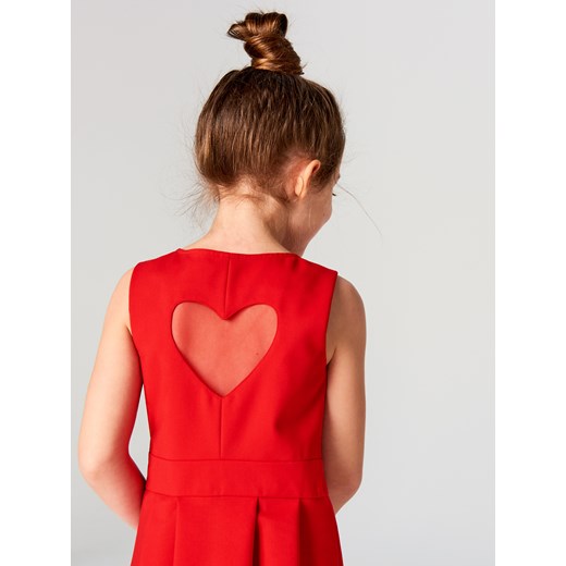 Mohito - Dziewczęca sukienka z aplikacją na plecach little princess - Czerwony Mohito pomaranczowy 140 Mohito.