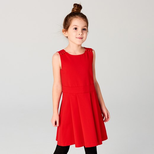 Mohito - Dziewczęca sukienka z aplikacją na plecach little princess - Czerwony Mohito pomaranczowy 104 Mohito.