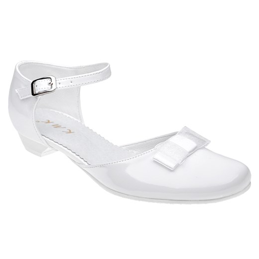 Pantofelki buty komunijne dla dziewczynki KMK 204 Białe Lakierki