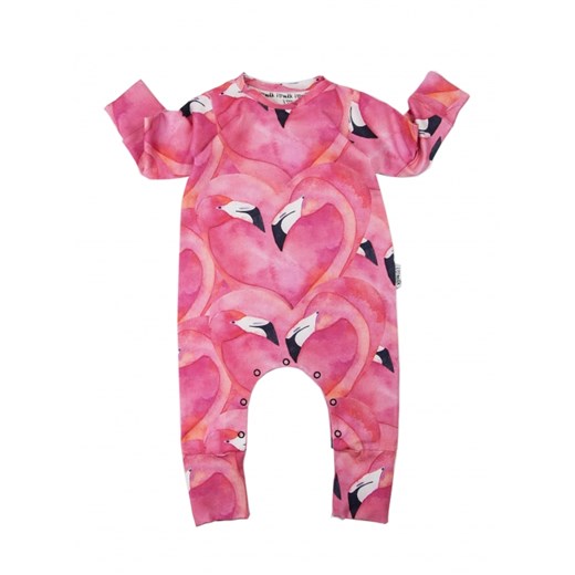 LONG SLEEVES ROMPER "FLAMING''  rozowy 86/92(12-24M) i love milk