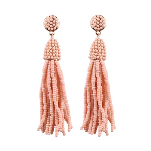 KOLCZYKI CHWOSTY KORALIKI BOHO PUDROWY RÓŻ GLAMOUR pomaranczowy blinkshop.pl