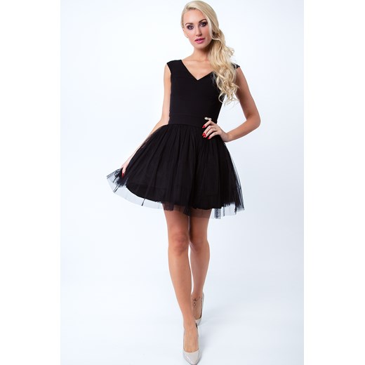 Sukienka z tiulem czarna G5082  fasardi XL fasardi.com
