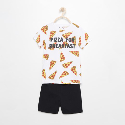 Reserved - Piżama dwuczęściowa z pizzą - Biały