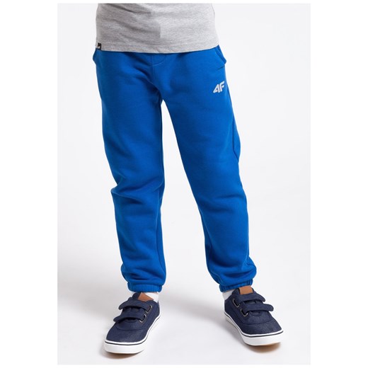 Spodnie dresowe dla małych chłopców JSPMD101 - niebieski niebieski 4f Junior  4F