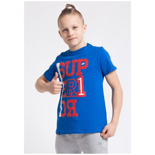 T-shirt dla dużych chłopców JTSM203 - denim 4f Junior niebieski  4F